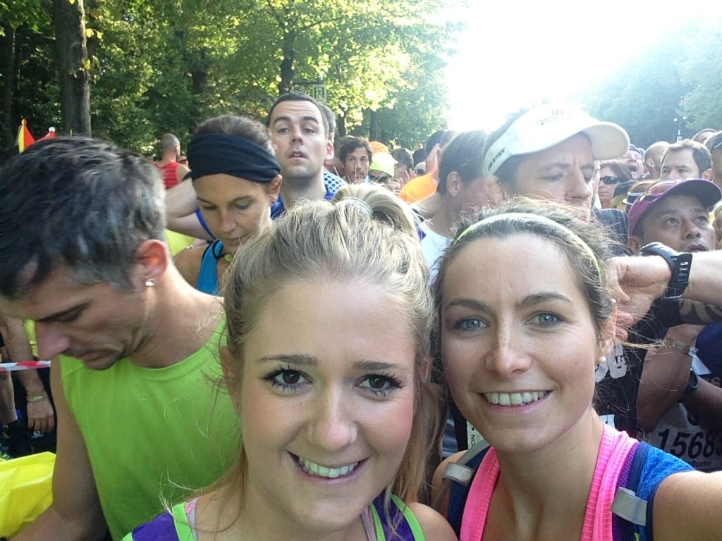 loz and I at start of berlin marathon