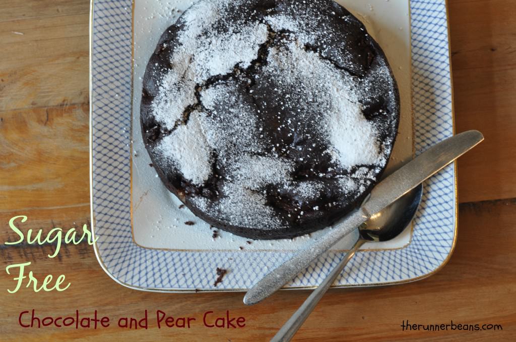 Sugarfree chocolate and pear cake