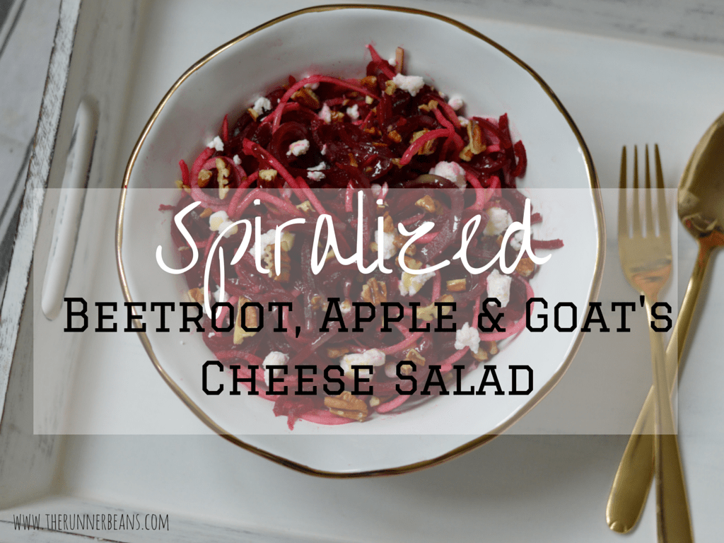 Spiralized Beetroot, Apple, Goat's cheese salad 